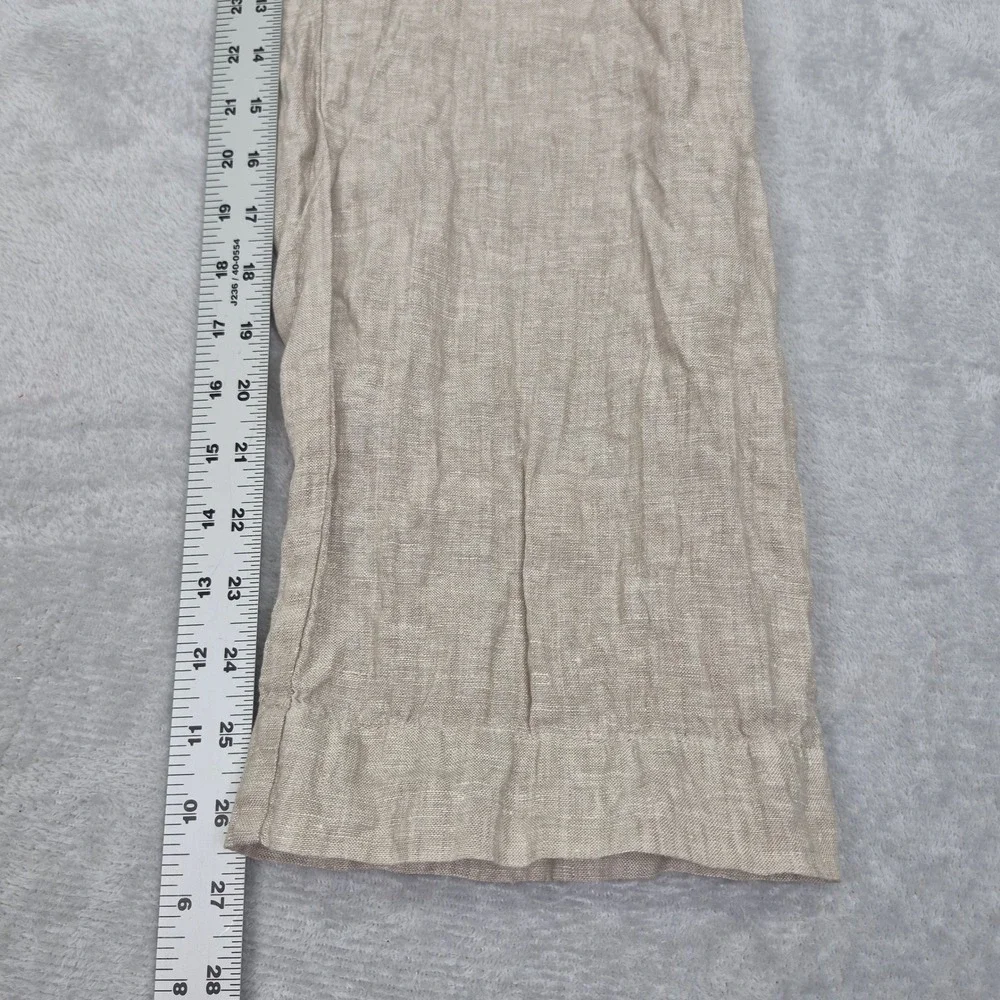 Quince Womens 100% European Linen Wide Leg Trouser Flax Beige Cuffed 2 Beachy